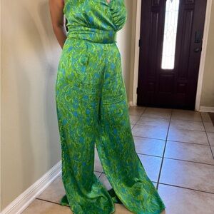 Sugarlips Vibrant Green and Blue Jumpsuit